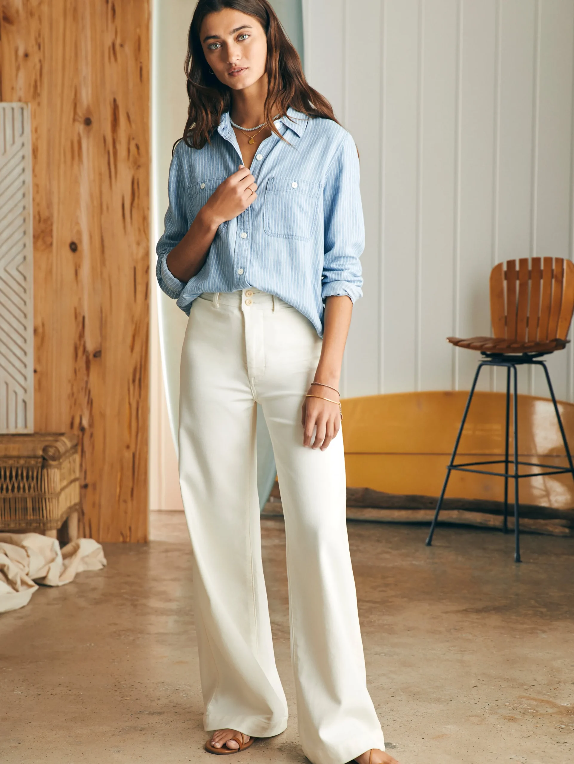 Shirts & Tops^Faherty Brand Tried & True Chambray Shirt - Tried And True Stripe