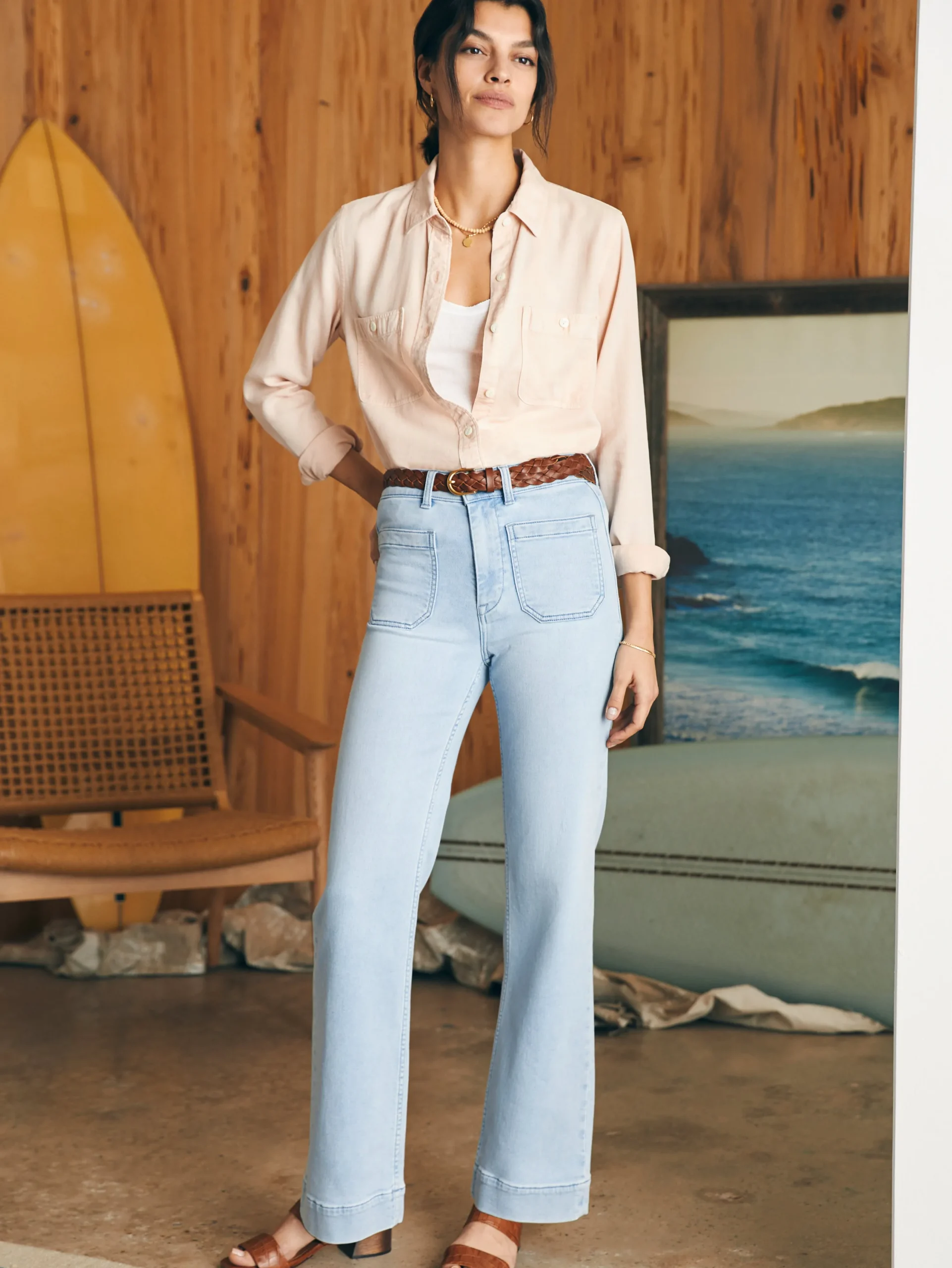 Shirts & Tops^Faherty Brand Tried & True Chambray Shirt - Peach Whip