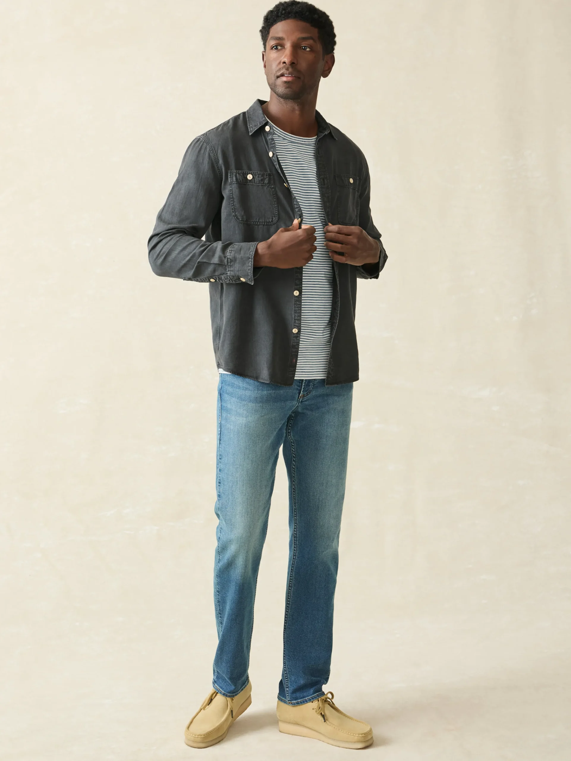 Shirts^Faherty Brand Tried & True Chambray Workshirt - Durango Black