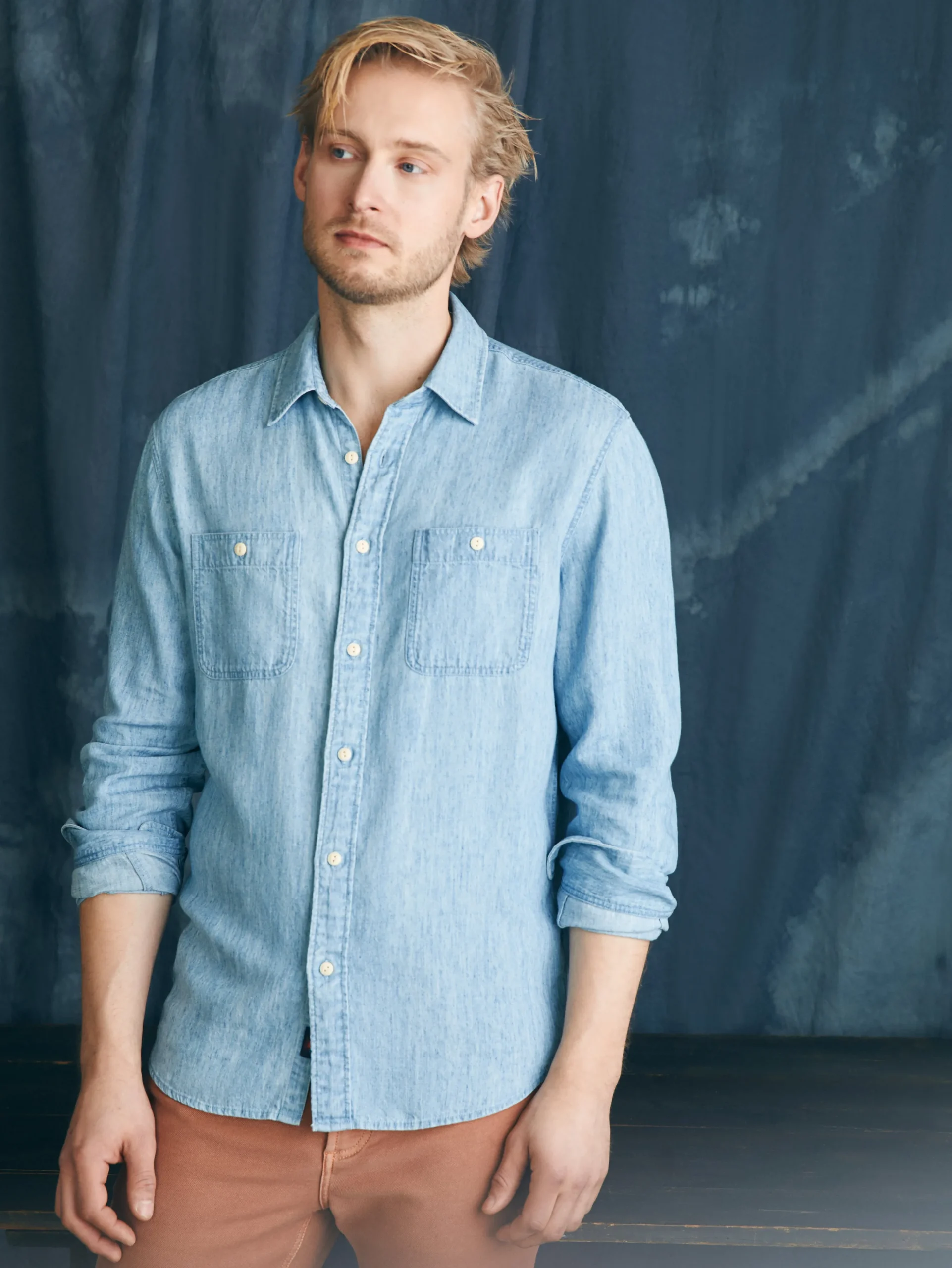 Shirts^Faherty Brand Tried & True Chambray Workshirt - Vintage Indigo