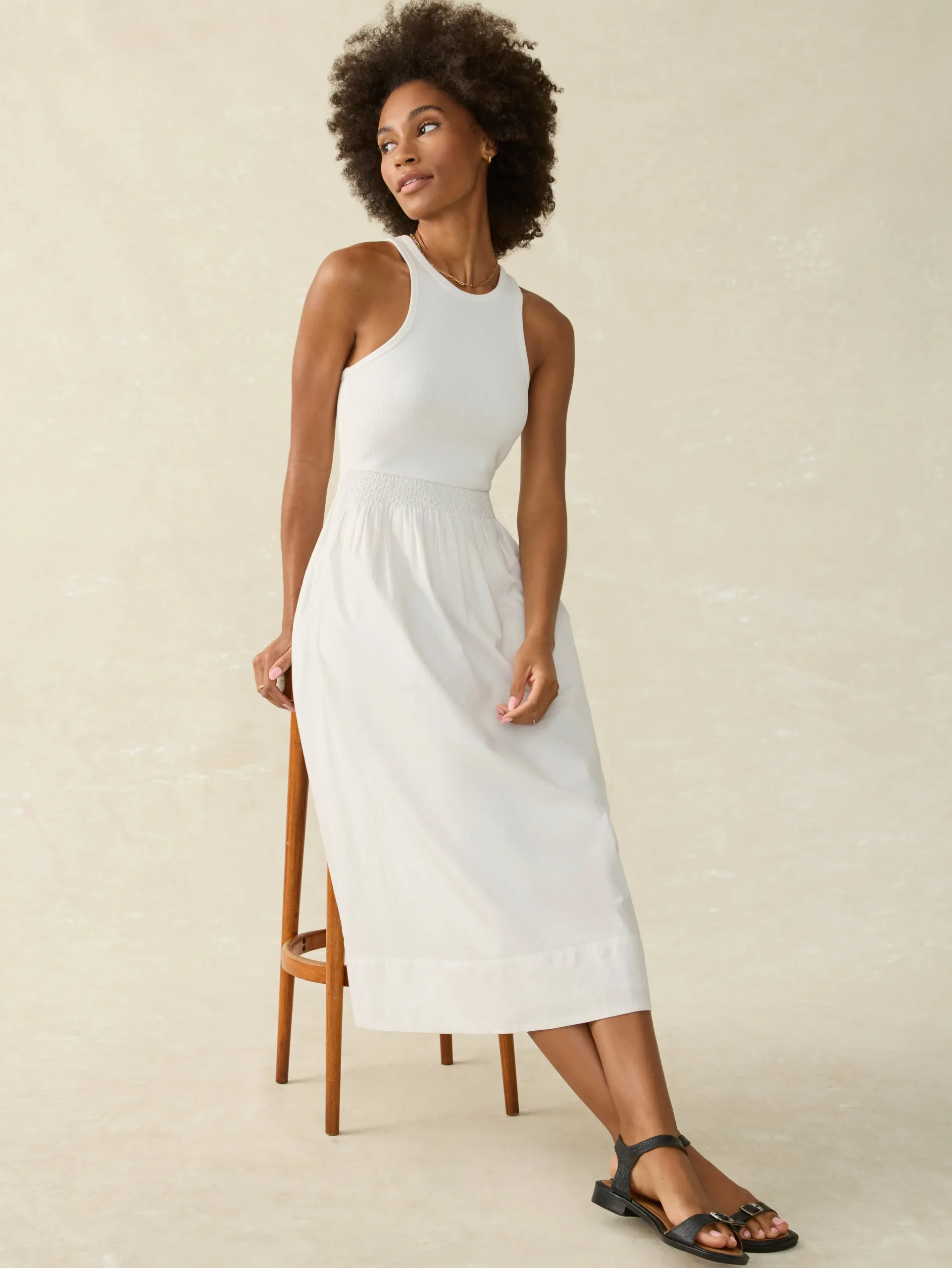 Dresses^Faherty Brand Tropical Cotton Ribbed Tank Dress - Bright White
