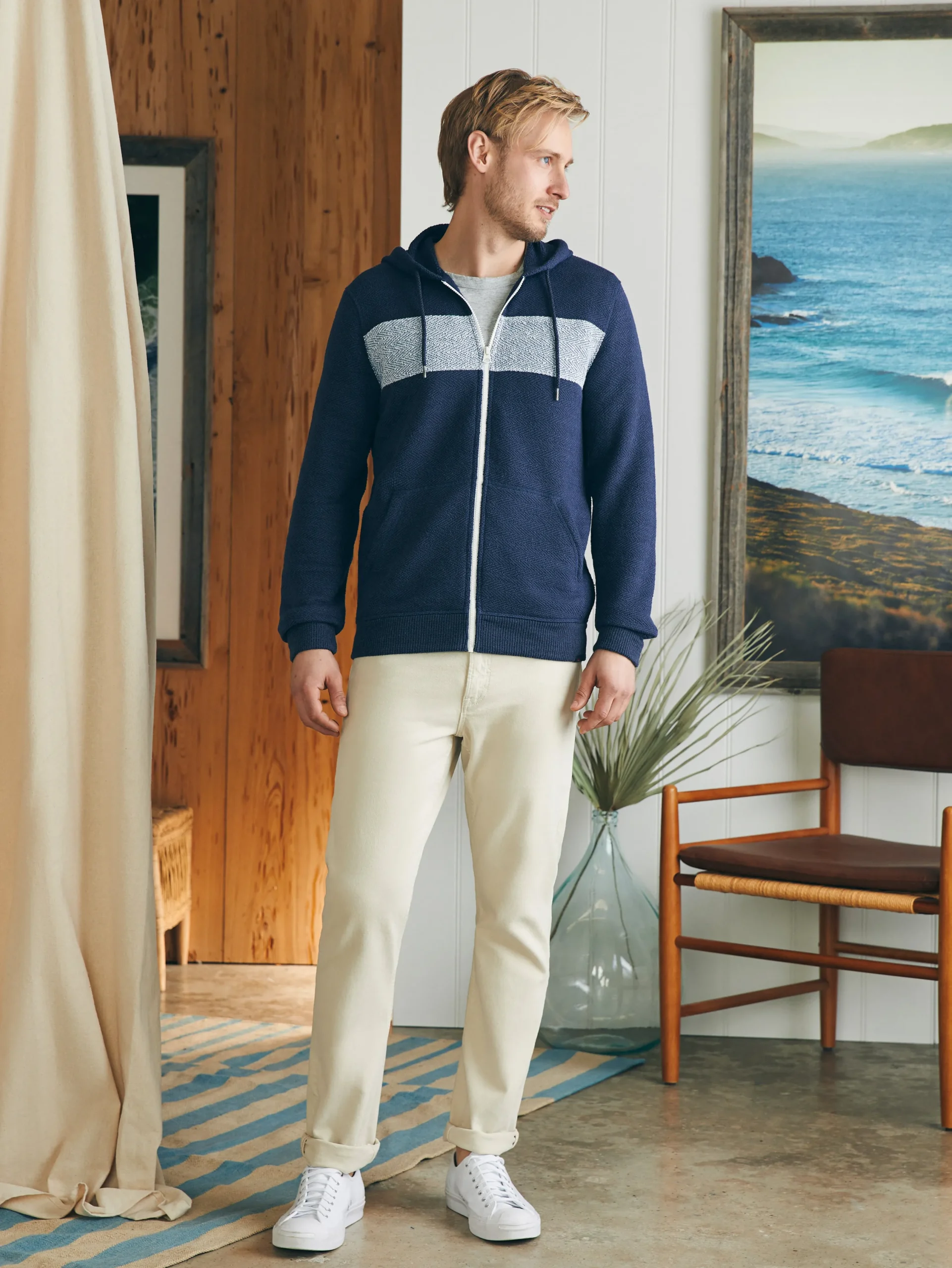 Hoodies & Sweatshirts|Lounge^Faherty Brand Whitewater Full Zip Hoodie - Blue Nights Surf Stripe